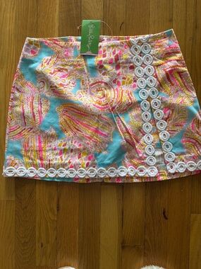 Lilly Pulitzer Turquoise Pink Yellow Printed Cotton Mini Skort
